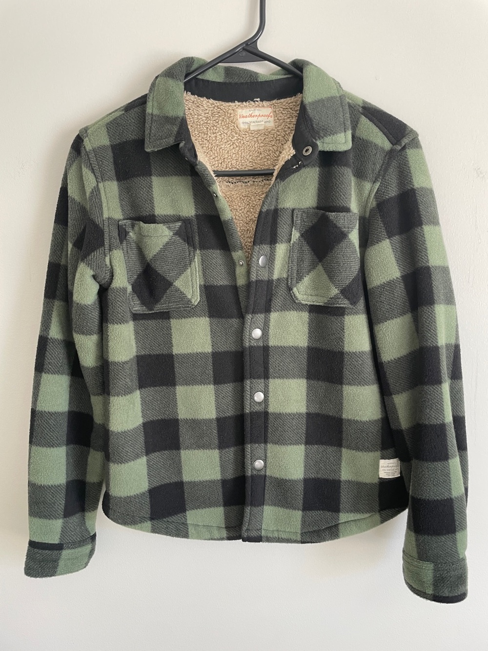 Weatherproof Vintage Kids Green & Black Buffalo Check Sherpa-Lined Jacket